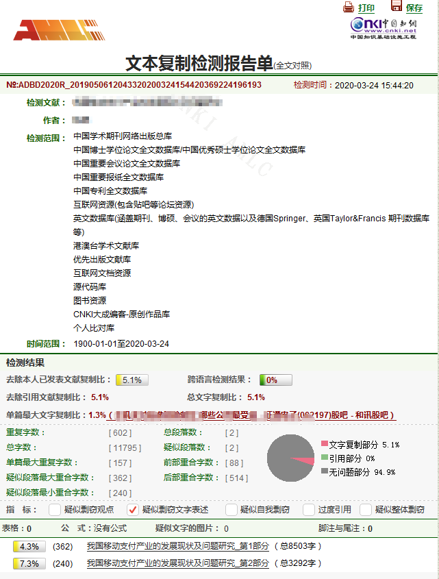 全文对照查重报告